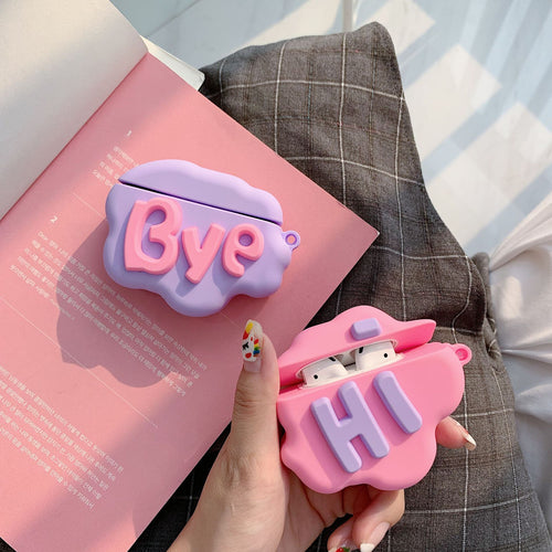 AirPod 2 Case 3D HI BYE Cloud Letter Cartoon Soft Silicone Wireless Earphone Cases For Airpods Case Cute Cover by Core Cases