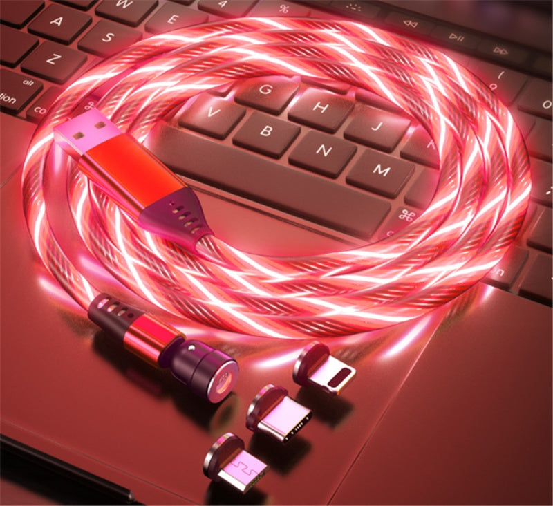 540 Rotate Luminous Magnetic Cable 3A Fast Charging Mobile Phone Charge Cable For LED Micro USB Type C For I Phone Cable by Core Cases
