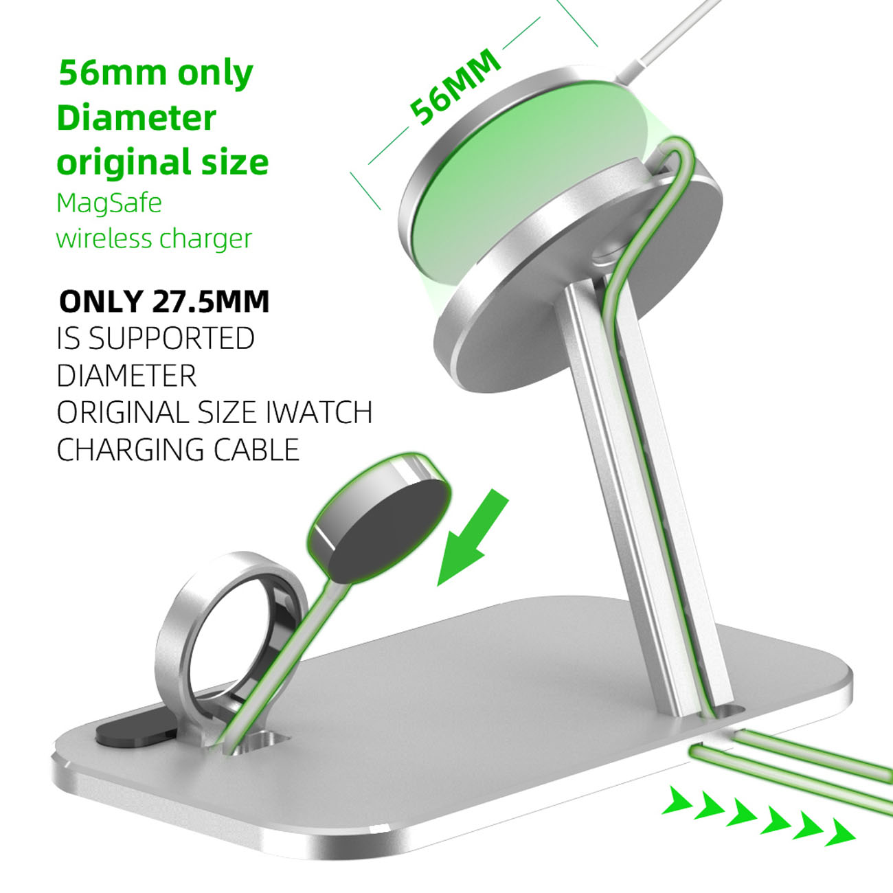 Alloy Storage Base Data Cable Accessories Watch Charging Stand by Core Cases