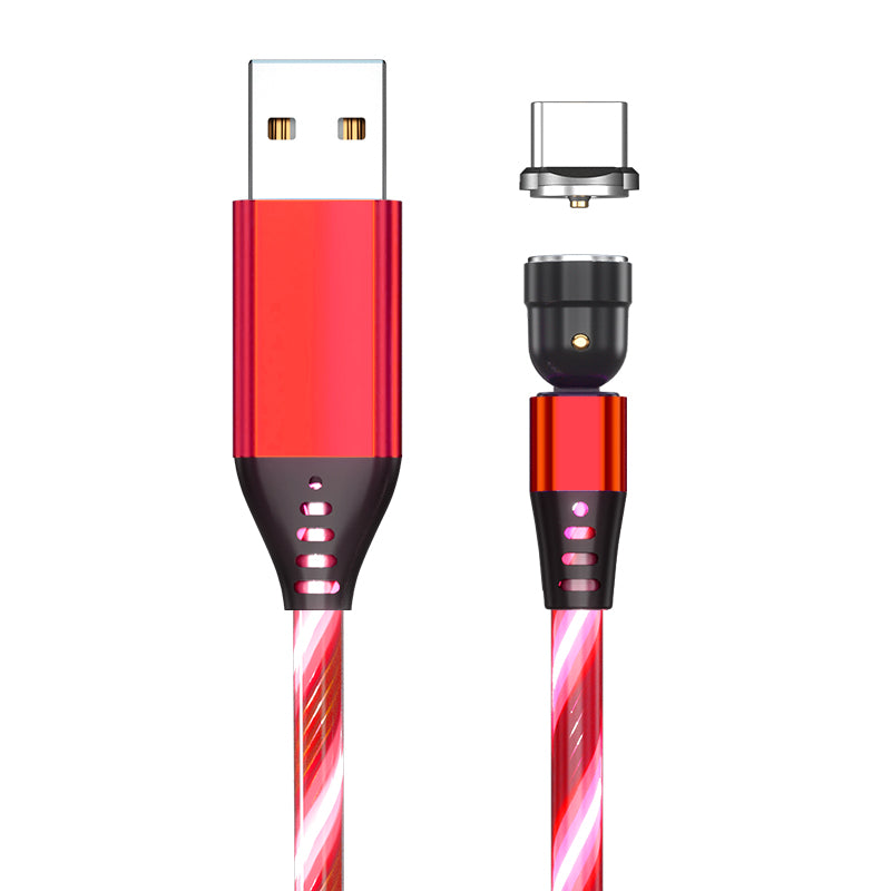 540 Rotate Luminous Magnetic Cable 3A Fast Charging Mobile Phone Charge Cable For LED Micro USB Type C For I Phone Cable by Core Cases