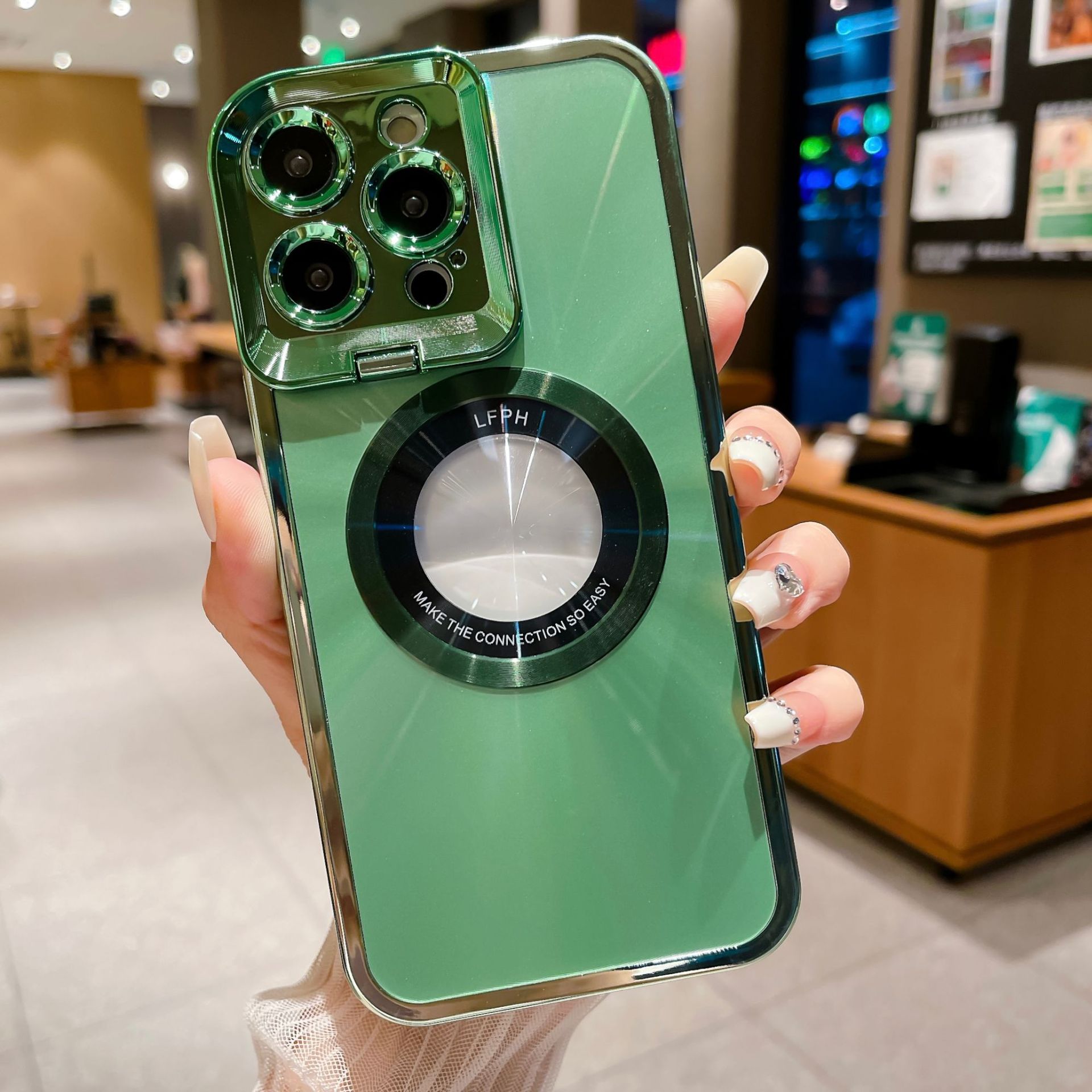 Electroplated Phone Case Luxury Plating CD Pattern Magsafe Bracket Case For 12 13 14 Pro Max Invisible Camera Stand Holder Lens Holder Magnetic Suction by Core Cases