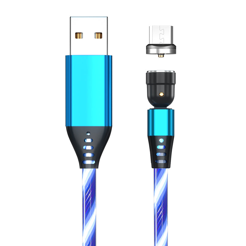 540 Rotate Luminous Magnetic Cable 3A Fast Charging Mobile Phone Charge Cable For LED Micro USB Type C For I Phone Cable by Core Cases