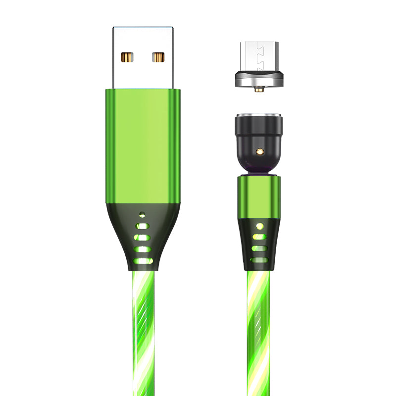 540 Rotate Luminous Magnetic Cable 3A Fast Charging Mobile Phone Charge Cable For LED Micro USB Type C For I Phone Cable by Core Cases