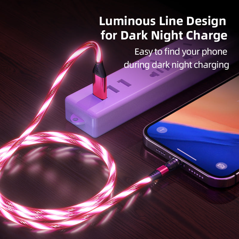 540 Rotate Luminous Magnetic Cable 3A Fast Charging Mobile Phone Charge Cable For LED Micro USB Type C For I Phone Cable by Core Cases