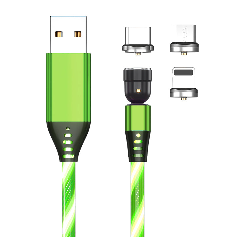 540 Rotate Luminous Magnetic Cable 3A Fast Charging Mobile Phone Charge Cable For LED Micro USB Type C For I Phone Cable by Core Cases