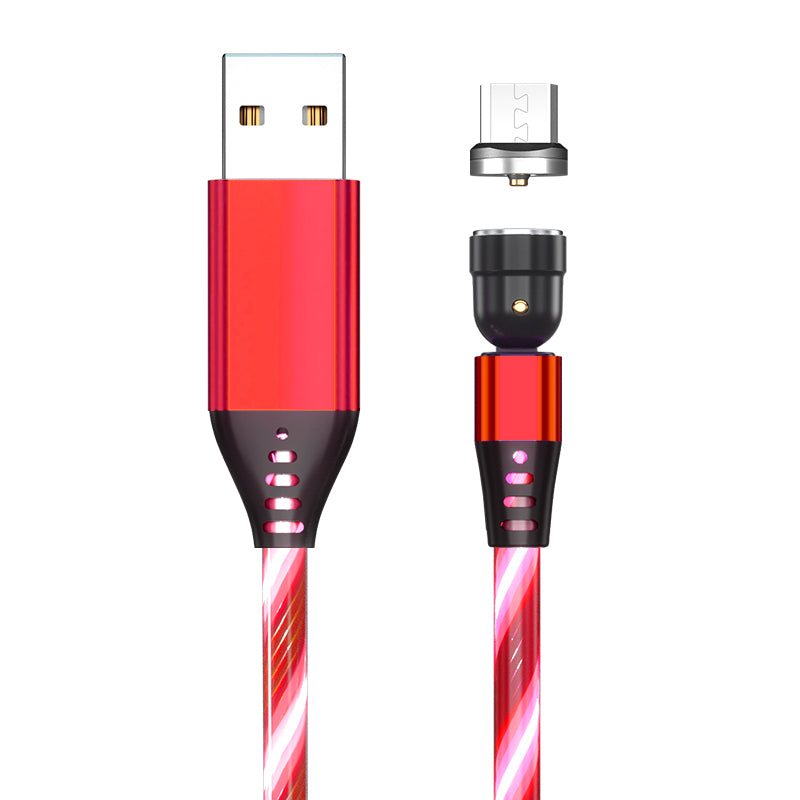 540 Rotate Luminous Magnetic Cable 3A Fast Charging Mobile Phone Charge Cable For LED Micro USB Type C For I Phone Cable by Core Cases