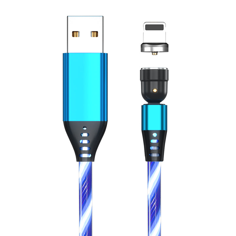 540 Rotate Luminous Magnetic Cable 3A Fast Charging Mobile Phone Charge Cable For LED Micro USB Type C For I Phone Cable by Core Cases