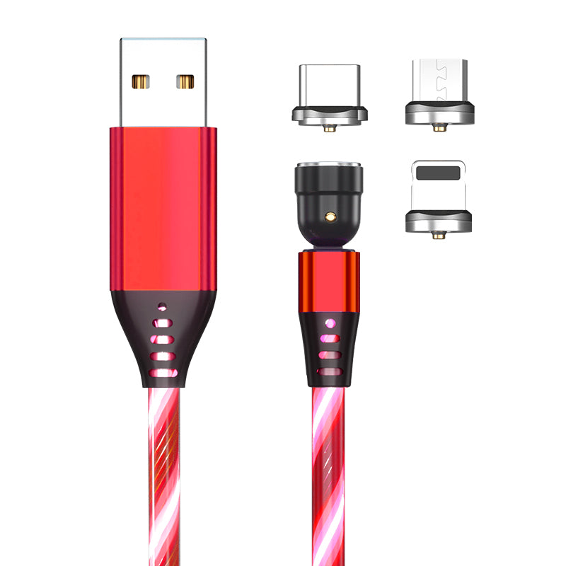 540 Rotate Luminous Magnetic Cable 3A Fast Charging Mobile Phone Charge Cable For LED Micro USB Type C For I Phone Cable by Core Cases