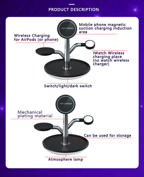 Universal Wireless Charging Stand for Iphone Apple Watch Airpods by Core Cases