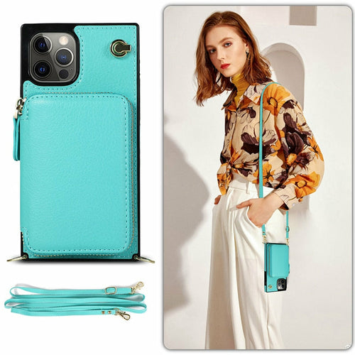 Zipper Wallet Case with Adjustable Crossbody Strap for iphone by Core Cases