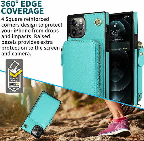 Zipper Wallet Case with Adjustable Crossbody Strap for iphone by Core Cases