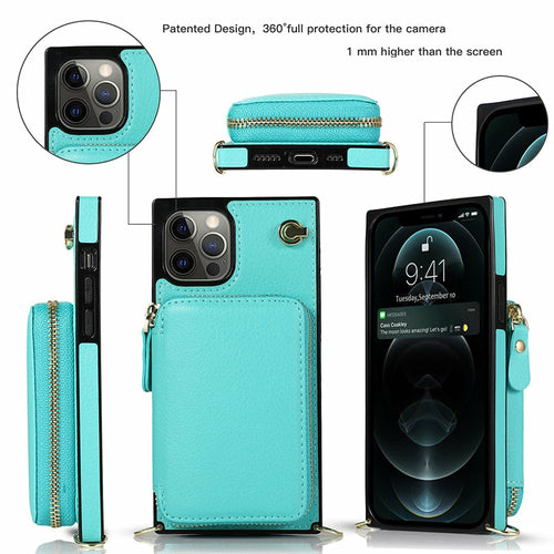 Zipper Wallet Case with Adjustable Crossbody Strap for iphone by Core Cases