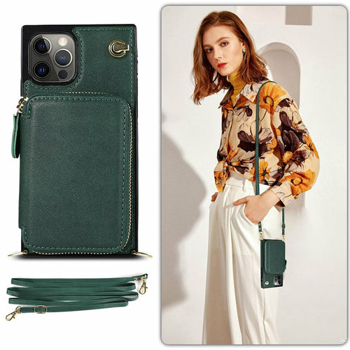 Zipper Wallet Case with Adjustable Crossbody Strap for iphone by Core Cases
