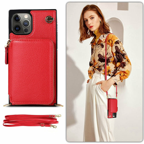 Zipper Wallet Case with Adjustable Crossbody Strap for iphone by Core Cases