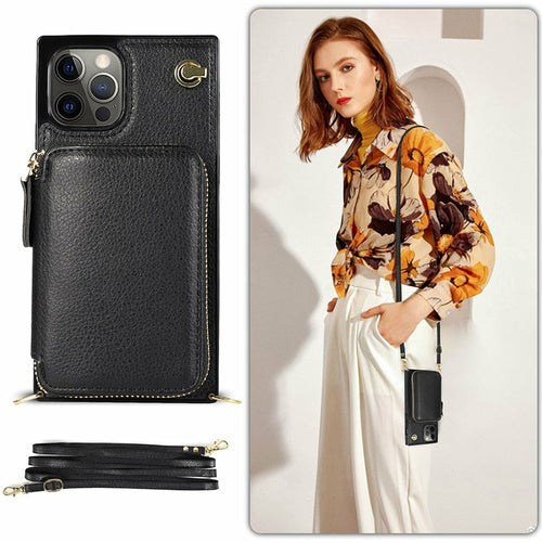 Zipper Wallet Case with Adjustable Crossbody Strap for iphone by Core Cases