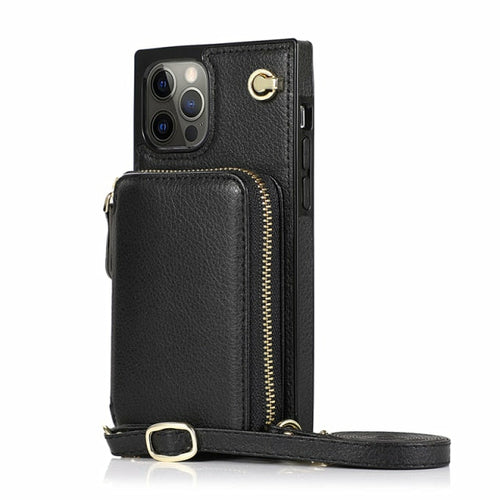 Zipper Wallet Case with Adjustable Crossbody Strap for iphone by Core Cases
